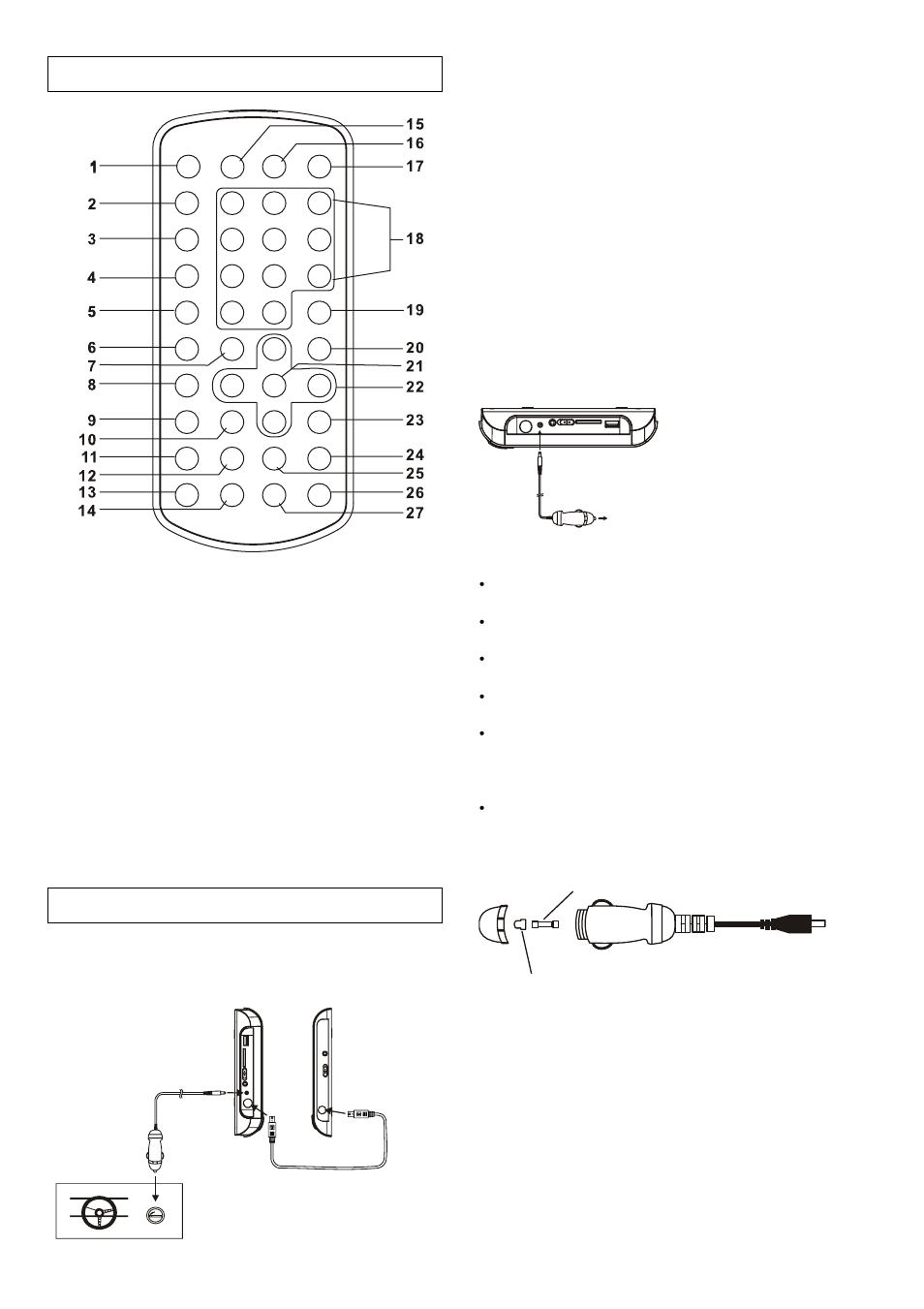 Remote control unit, Connecting to an affiliated screen | Lenco MES-230 User Manual | Page 5 / 10