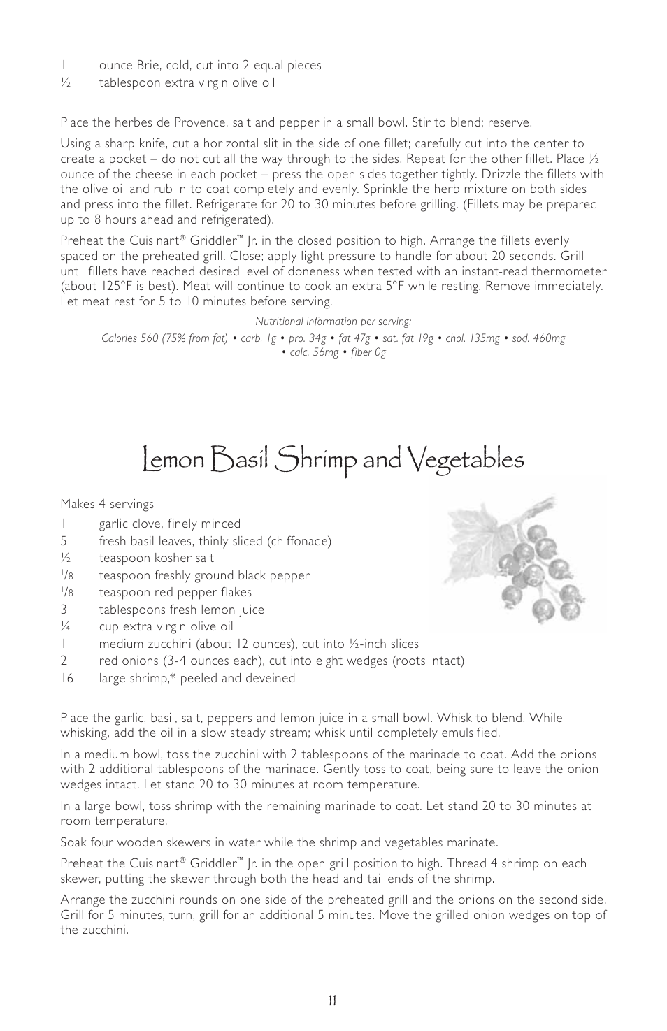 Lemon basil shrimp and vegetables | Cuisinart GR-3 User Manual | Page 11 / 15