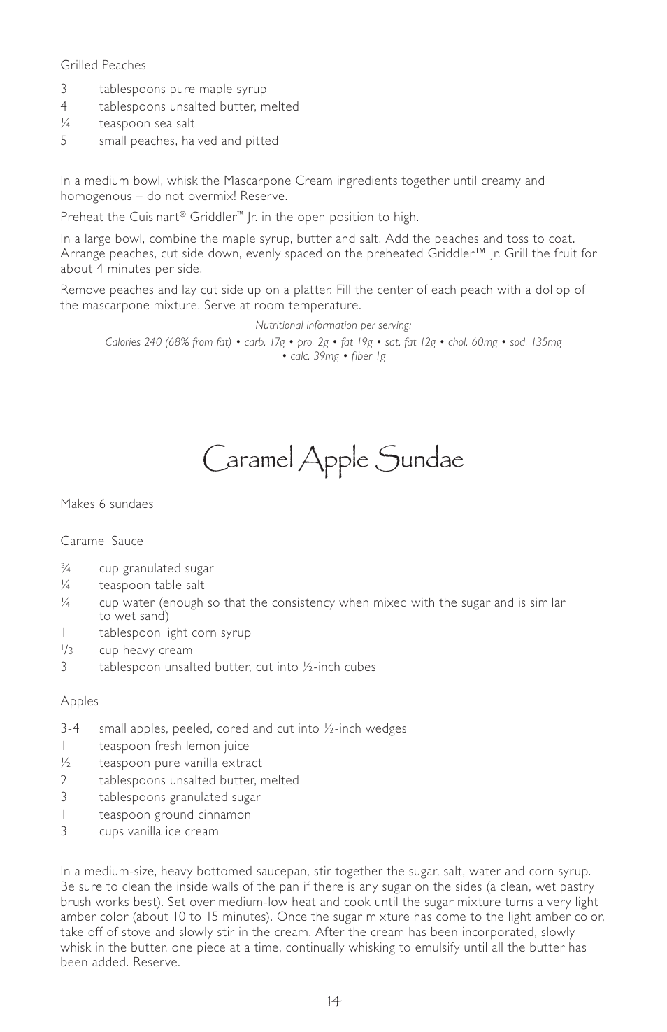 Caramel apple sundae | Cuisinart GR-3 User Manual | Page 14 / 15