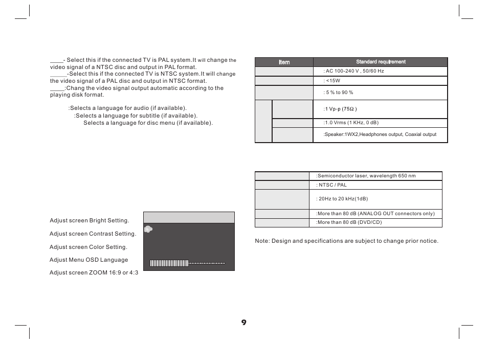页 10, Setup menu setting, Slaver tft menu setting | Parameters and specifications, Electronical parameters, System, Preference page, Picture page | Lenco MES-4031 User Manual | Page 10 / 55