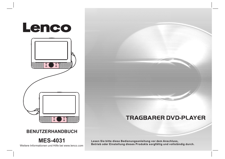 1312939 pdvd-16309p2 german manual, Tragbarer dvd-player, Mes-4031 | Lenco MES-4031 User Manual | Page 12 / 55