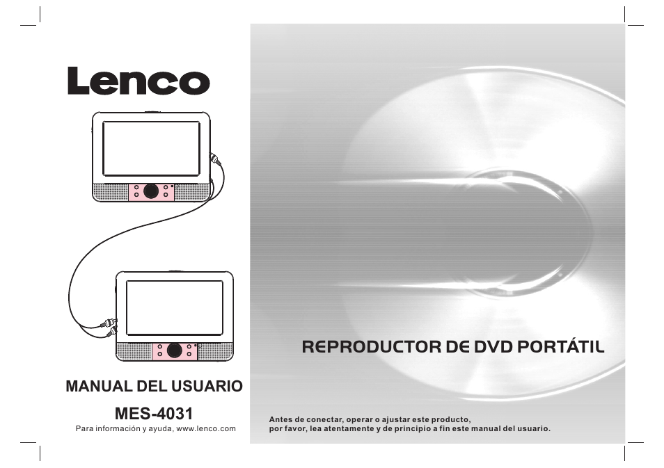 1312939 pdvd-16309p2 spanish manual, Reproductor de dvd portátil, Mes-4031 | Lenco MES-4031 User Manual | Page 45 / 55