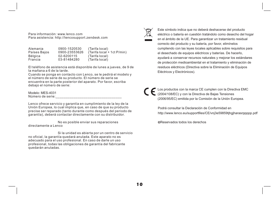 页 12 | Lenco MES-4031 User Manual | Page 55 / 55