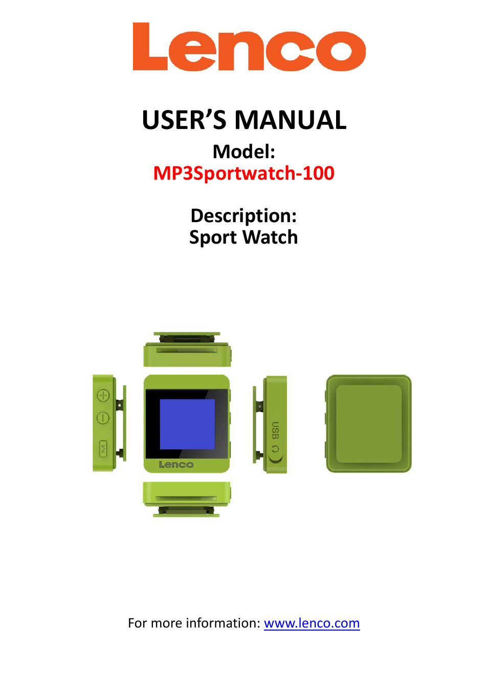 Lenco MP3 Sportwatch-100 User Manual | 26 pages
