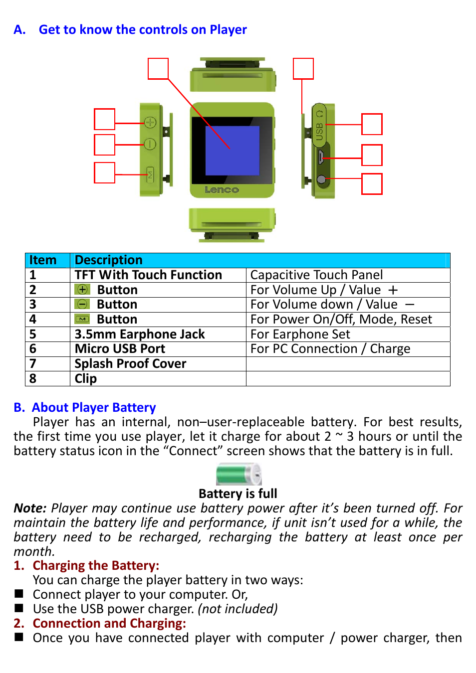 Lenco MP3 Sportwatch-100 User Manual | Page 3 / 26