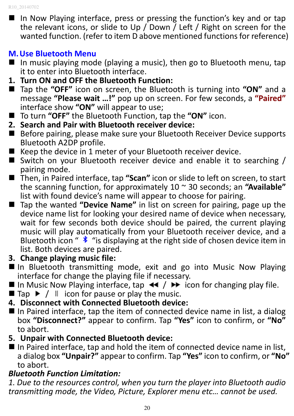 Lenco MP3SPORTW+BH-100 User Manual | Page 20 / 31