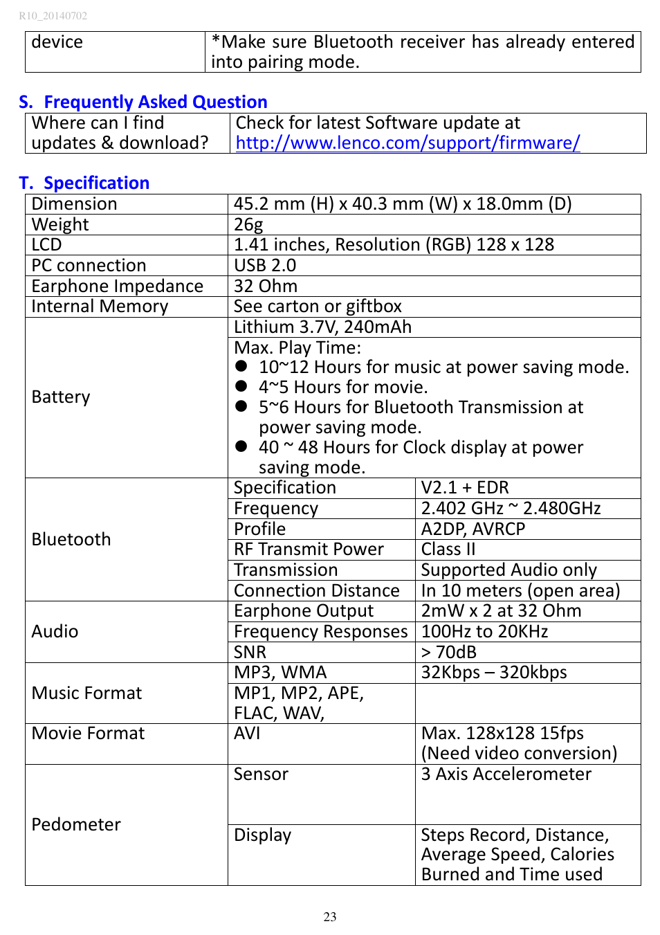 Lenco MP3SPORTW+BH-100 User Manual | Page 23 / 31