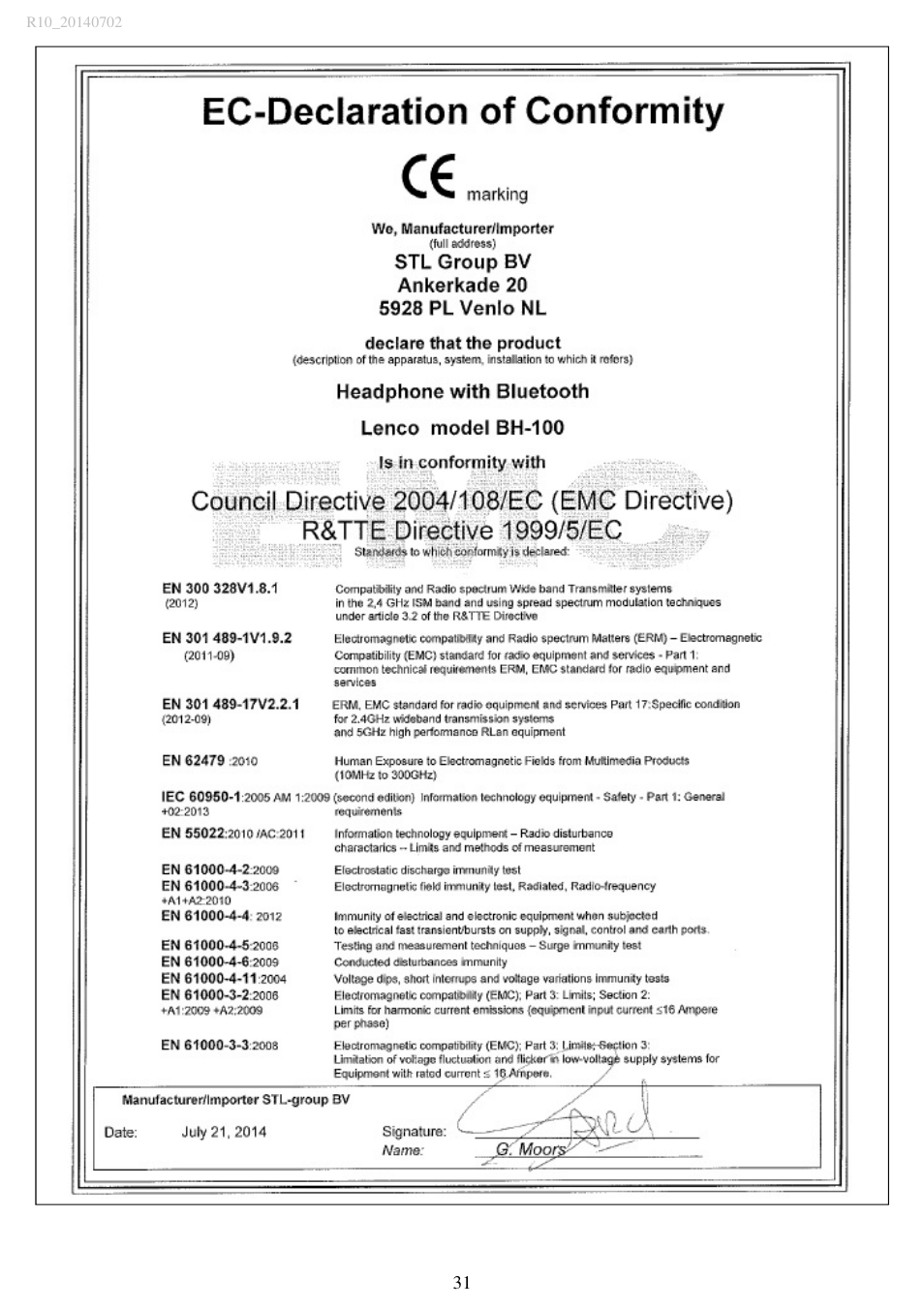 Lenco MP3SPORTW+BH-100 User Manual | Page 31 / 31