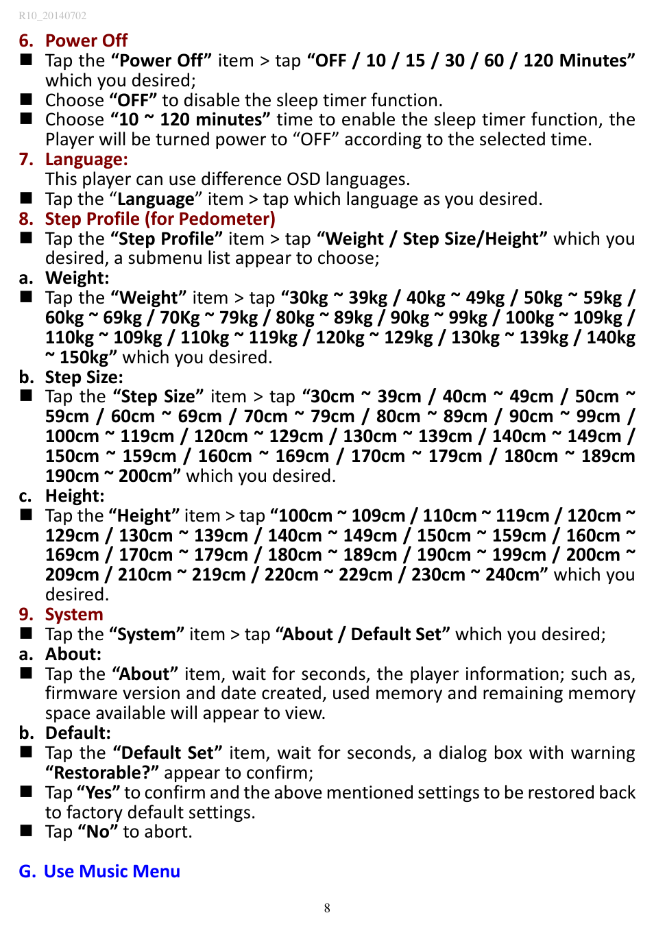 Lenco MP3SPORTW+BH-100 User Manual | Page 8 / 31