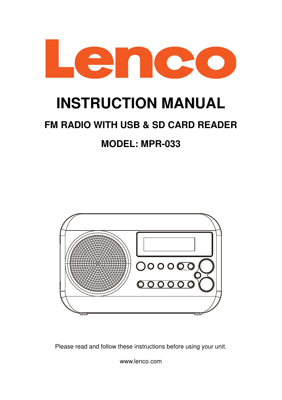 Lenco MPR-033 User Manual | 5 pages