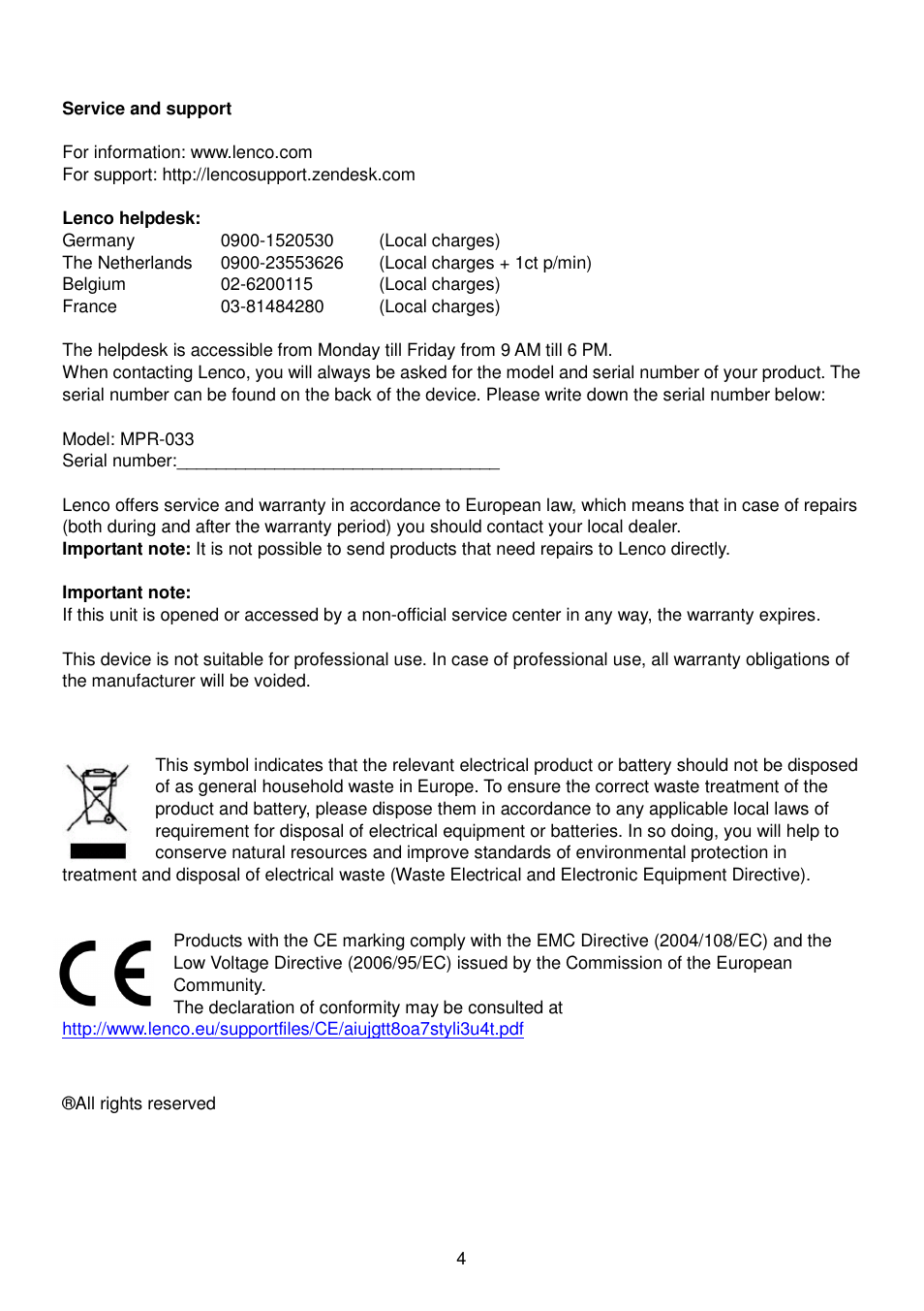 Lenco MPR-033 User Manual | Page 5 / 5