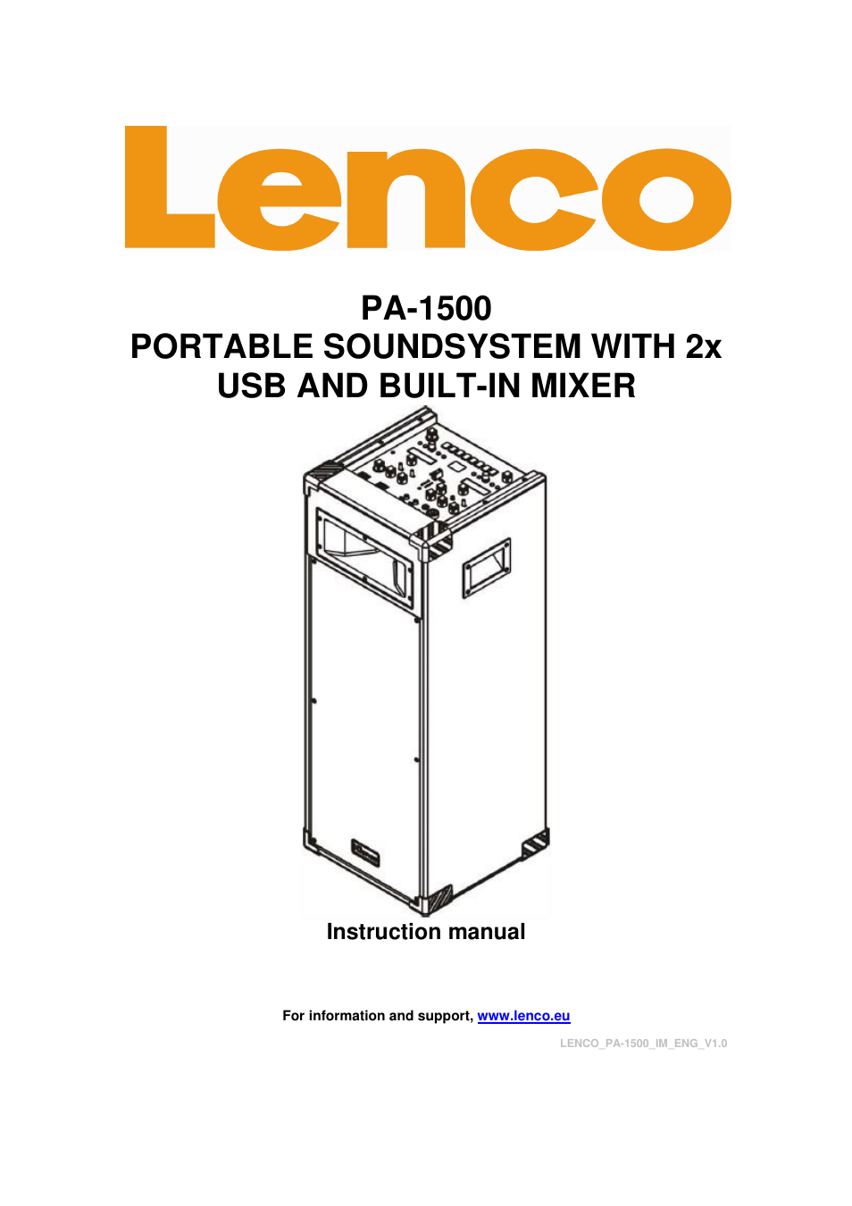 Lenco PA-1500 User Manual | 16 pages