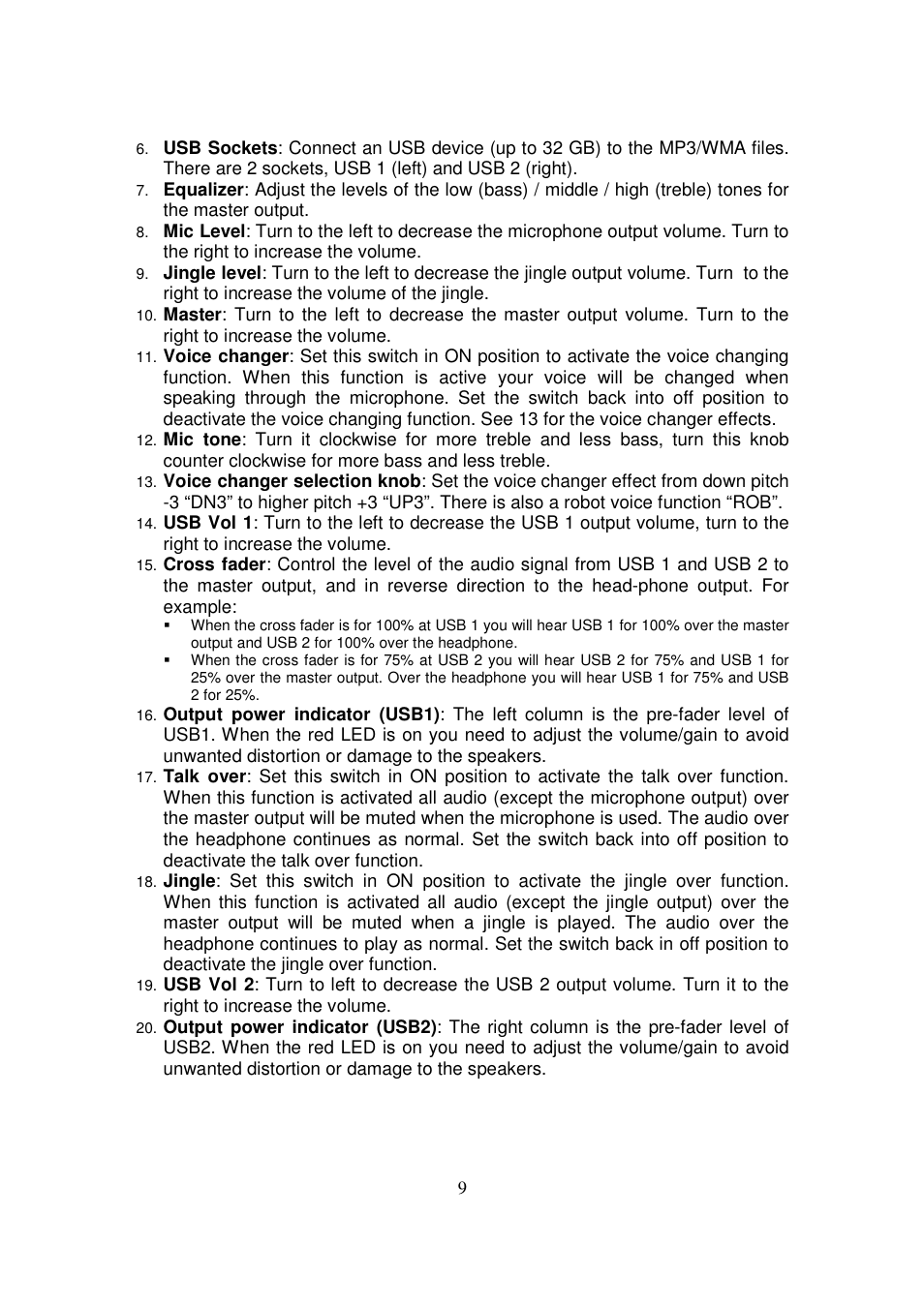 Lenco PA-1500 User Manual | Page 9 / 16