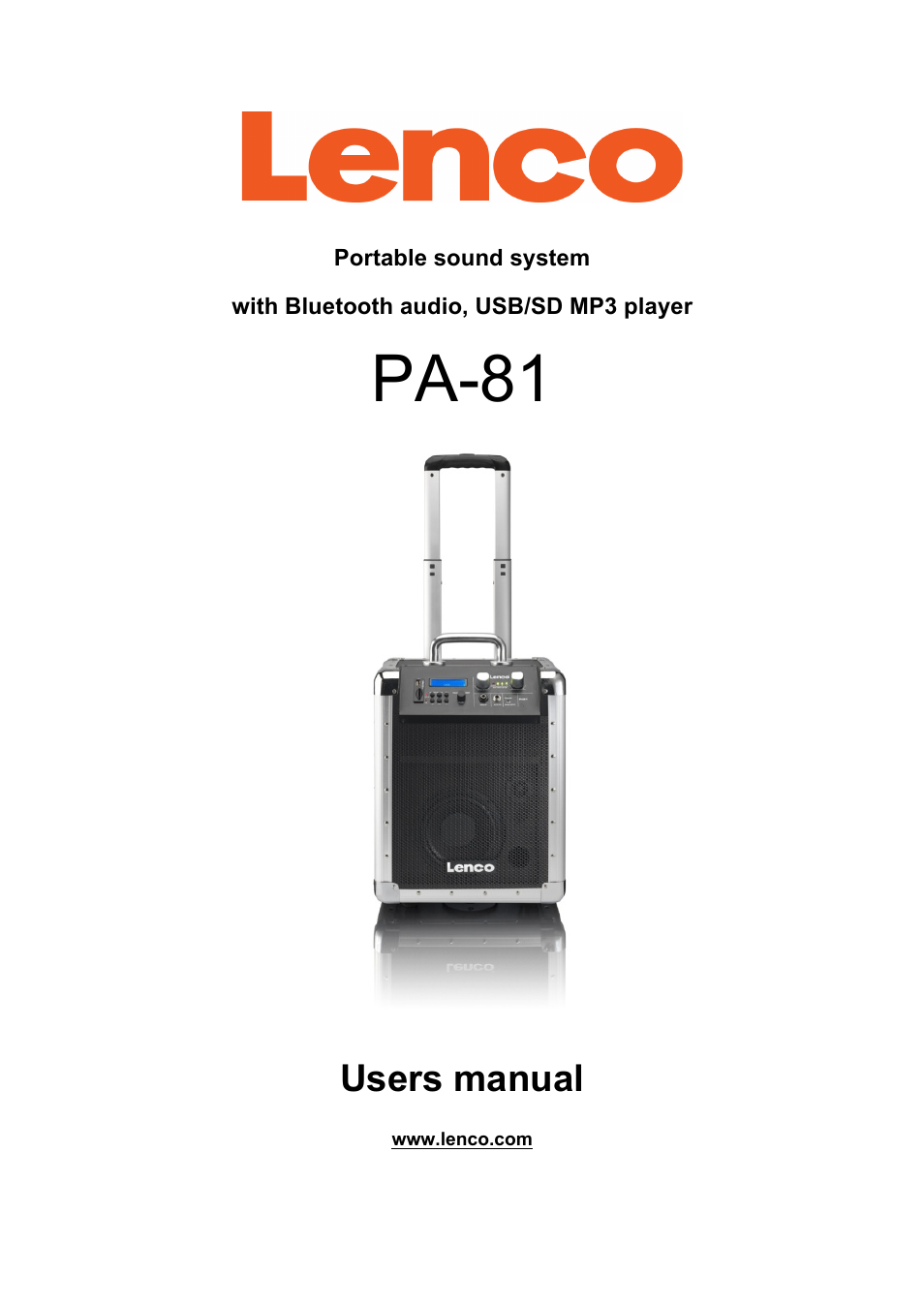 Lenco PA-81 User Manual | 9 pages