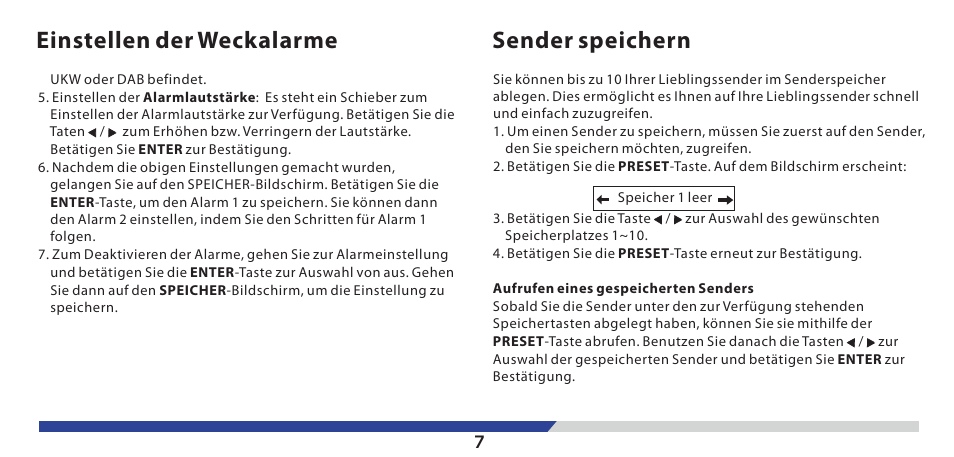 Einstellen der weckalarme, Sender speichern | Lenco PDR-03 User Manual | Page 21 / 69