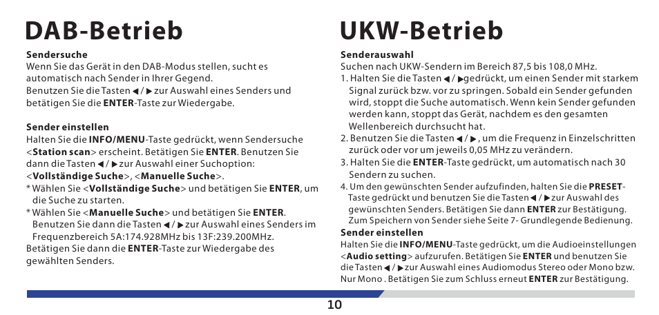 Dab-betrieb, Ukw-betrieb | Lenco PDR-03 User Manual | Page 24 / 69