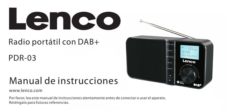 Manual de instrucciones, Radio portátil con dab+ pdr-03 | Lenco PDR-03 User Manual | Page 28 / 69
