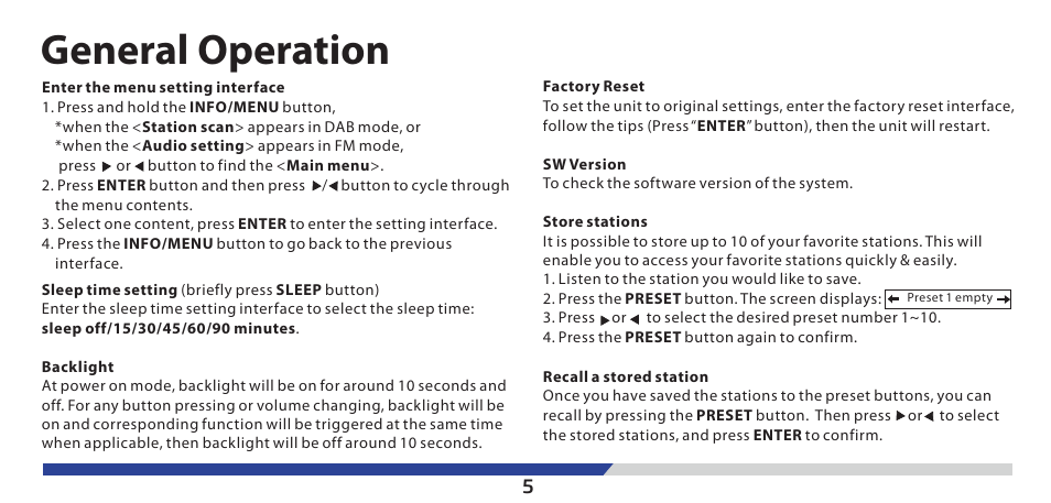 General operation | Lenco PDR-03 User Manual | Page 6 / 69