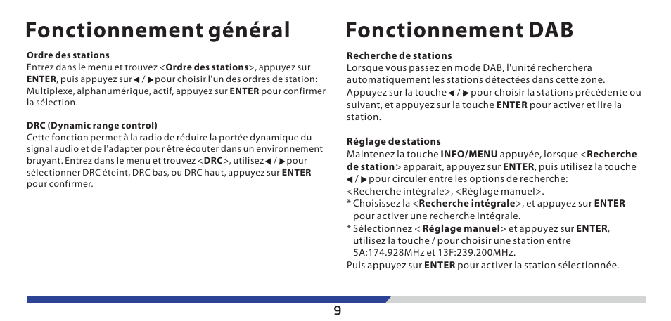 Fonctionnement général, Fonctionnement dab | Lenco PDR-03 User Manual | Page 64 / 69