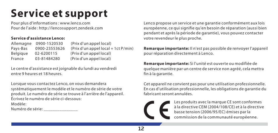 Service et support | Lenco PDR-03 User Manual | Page 67 / 69