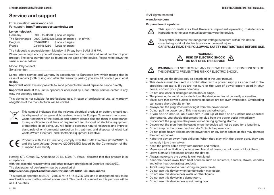 Service and support | Lenco Playconnect User Manual | Page 9 / 10