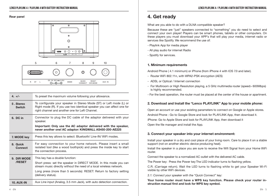 Get ready | Lenco Playlink-4 User Manual | Page 3 / 9
