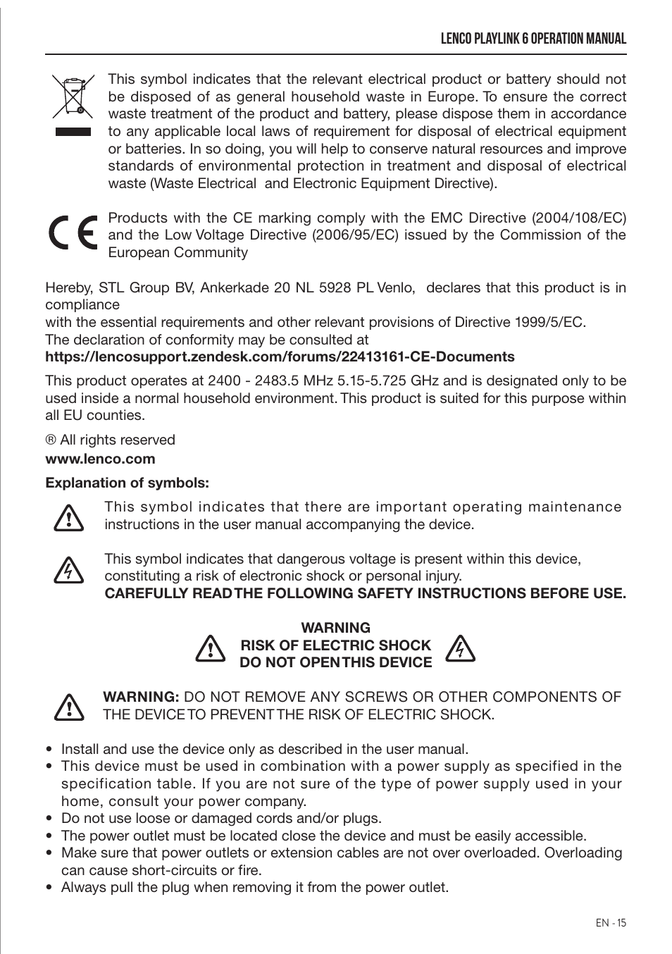 Lenco Playlink-6 User Manual | Page 16 / 17