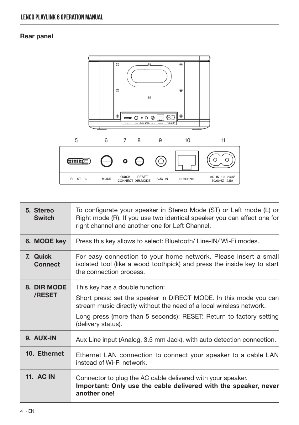 Lenco Playlink-6 User Manual | Page 5 / 17
