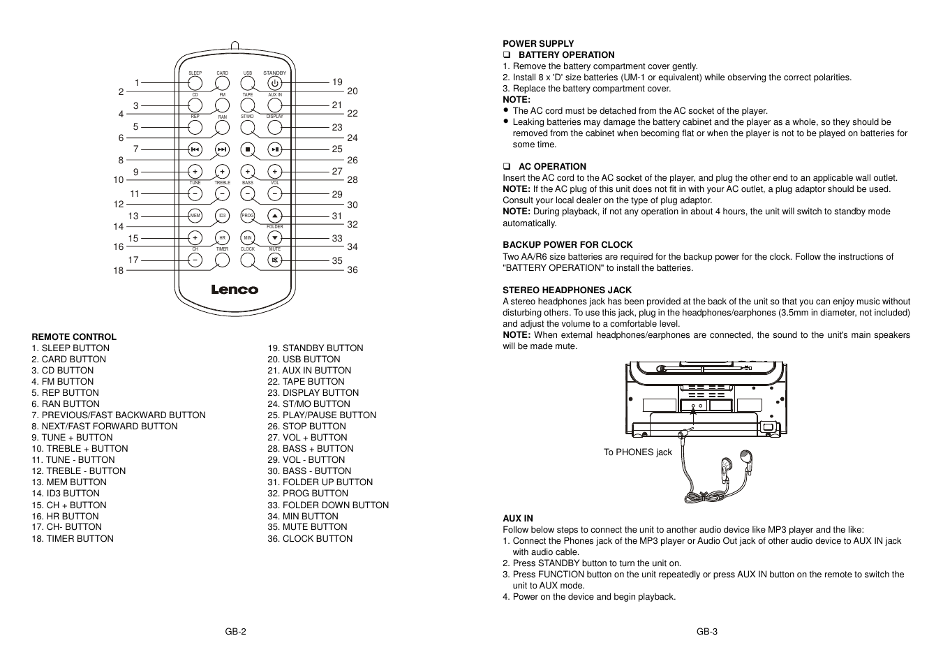 Lenco SCD-1000 User Manual | Page 2 / 5