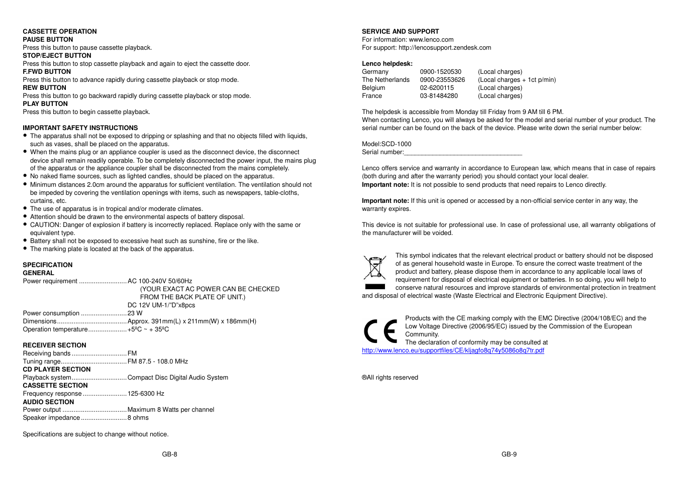 Lenco SCD-1000 User Manual | Page 5 / 5