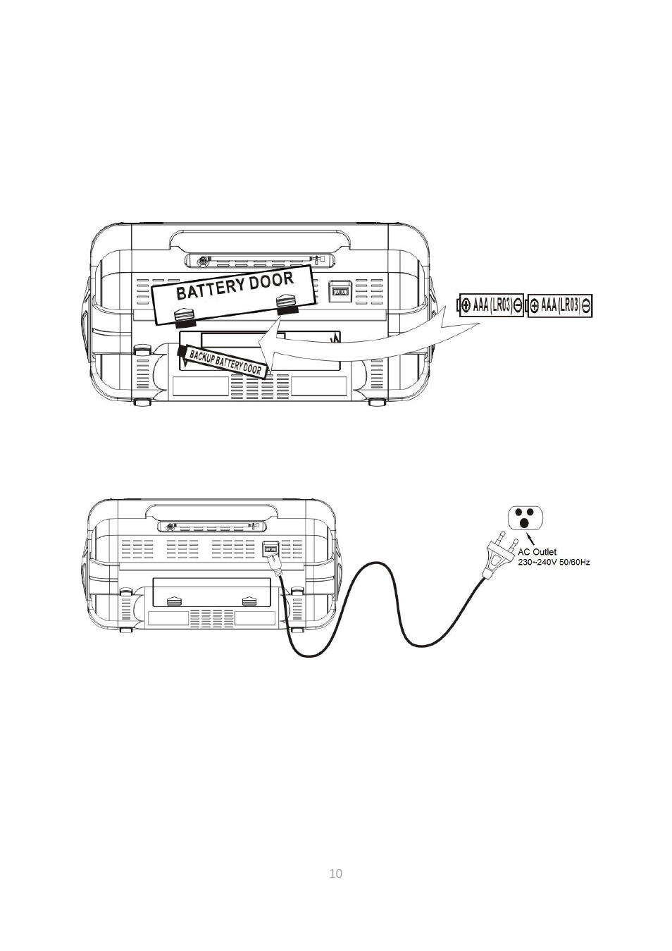 Installing backup batteries, Connecting the device to the mains | Lenco SCD-2000 BT User Manual | Page 10 / 28