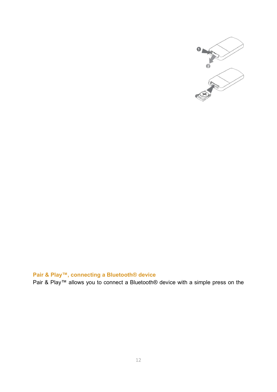 Replacing the battery of the remote control, Basic settings, Setting the clock | Pair & play™, connecting a bluetooth® device | Lenco SCD-2000 BT User Manual | Page 12 / 28