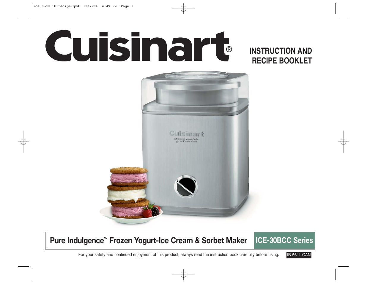 Cuisinart ICE-30BCC User Manual | 15 pages