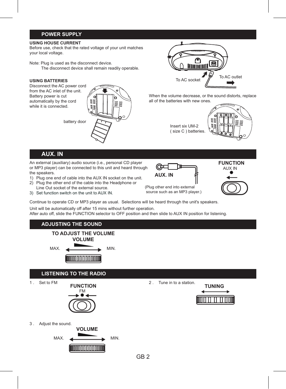 Aux. in, Gb 2 | Lenco SCD-38 USB User Manual | Page 4 / 8
