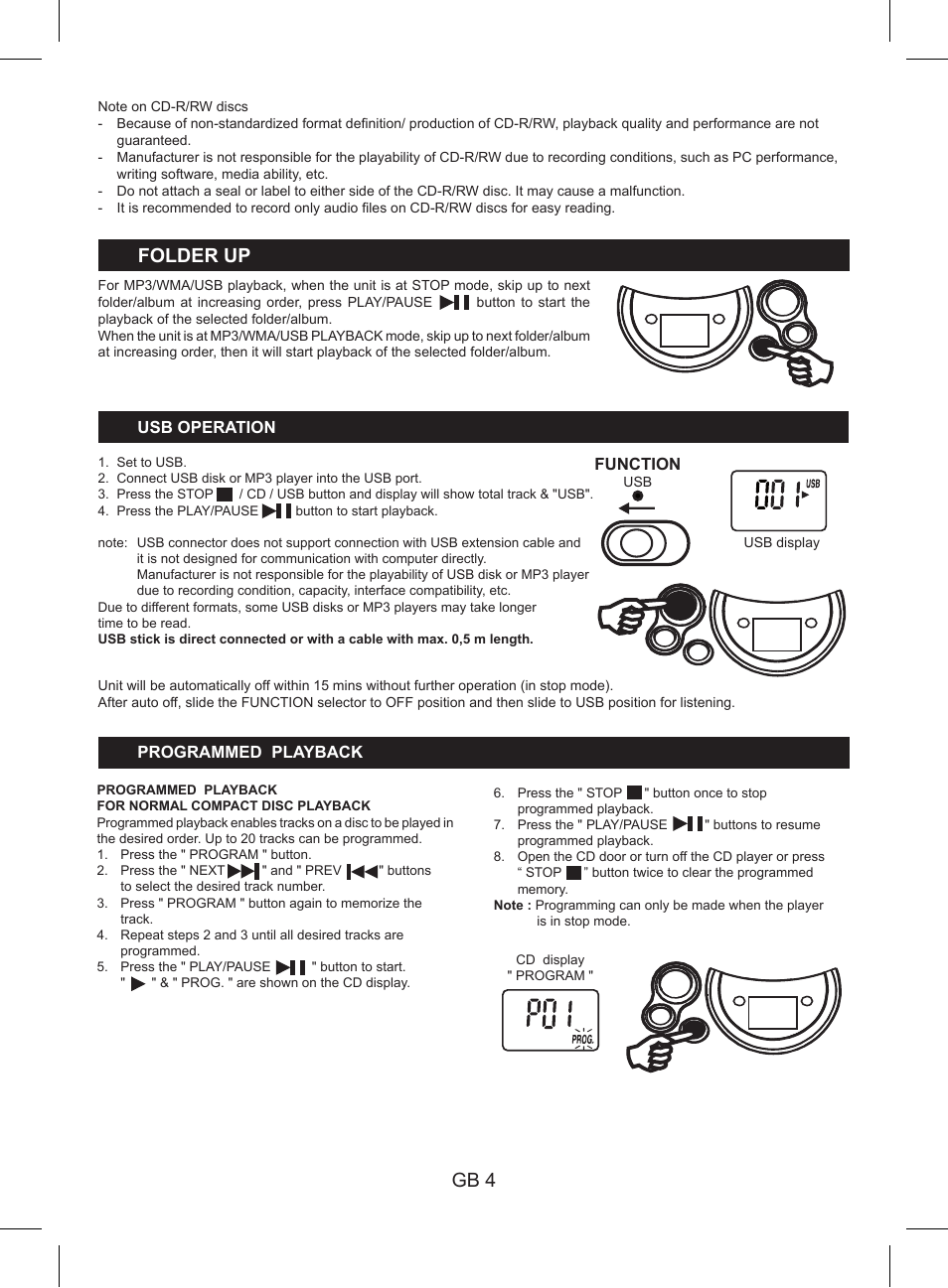 Gb 4, Folder up | Lenco SCD-38 USB User Manual | Page 6 / 8