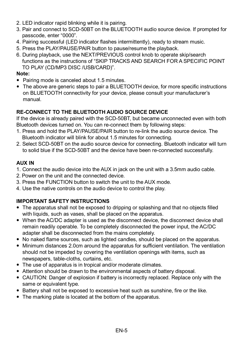 Lenco SCD-50BT User Manual | Page 6 / 44