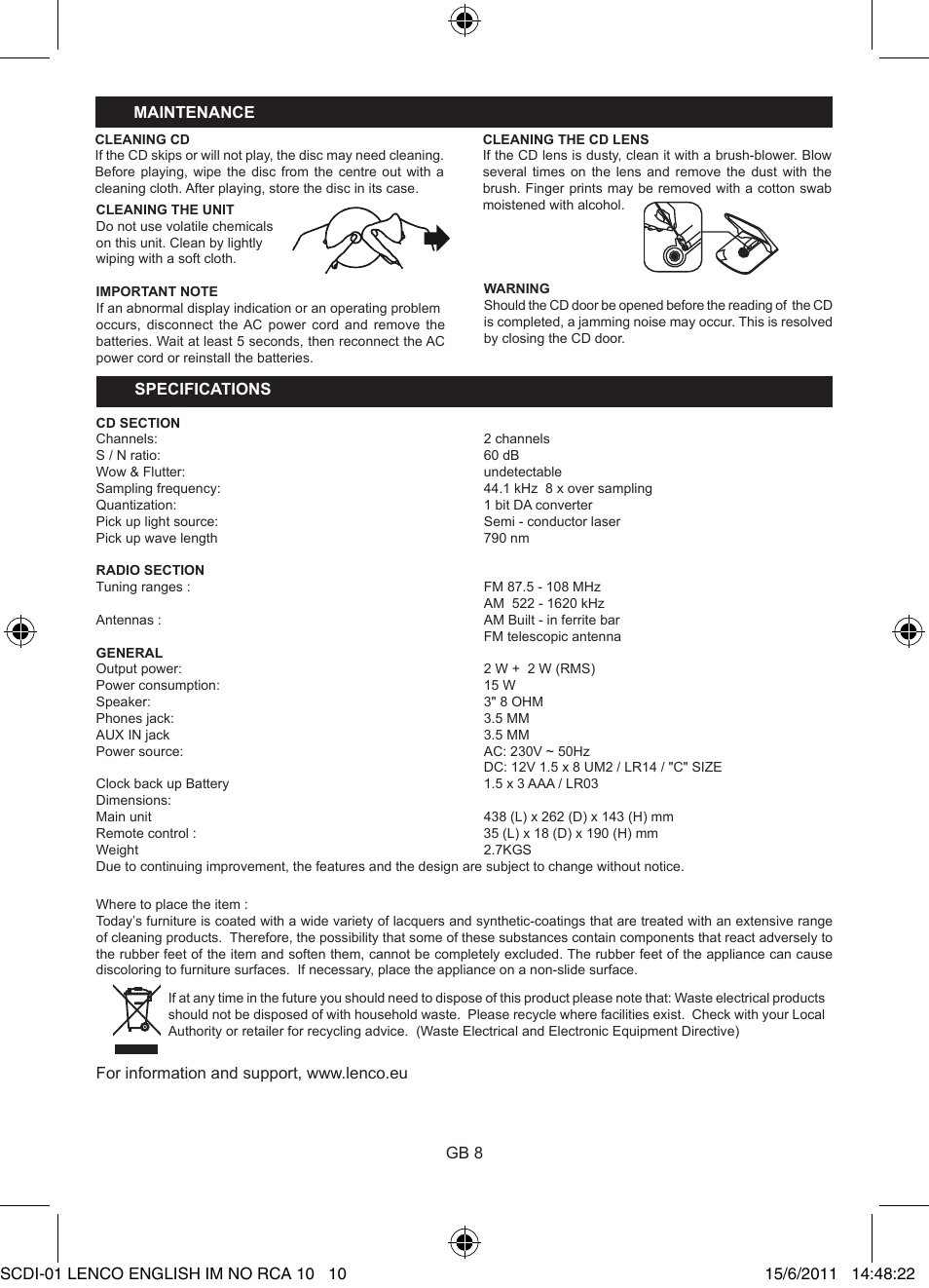 Lenco SCDi-01 User Manual | Page 10 / 10