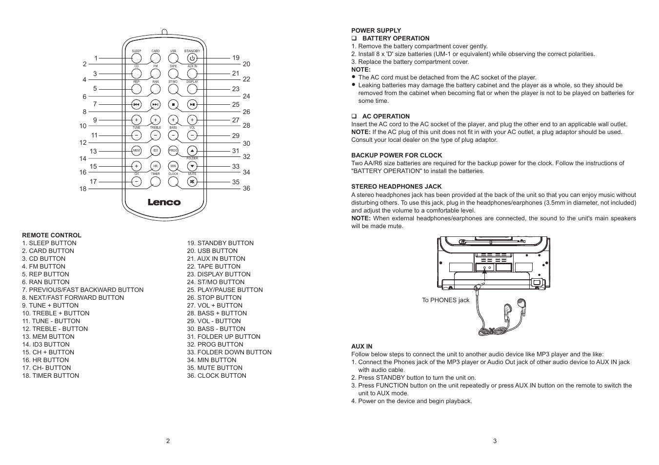 Lenco SCR-1000 User Manual | Page 2 / 6