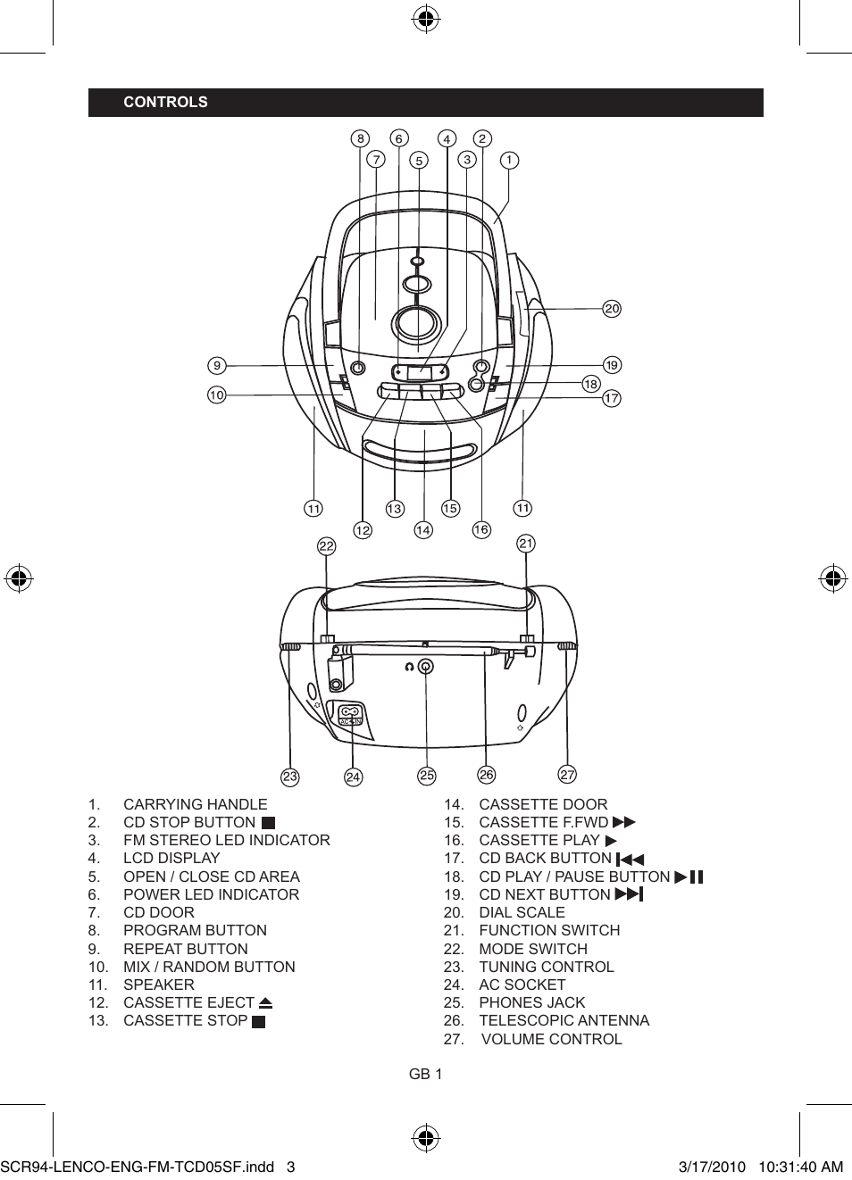 Lenco SCR-94 User Manual | Page 3 / 8