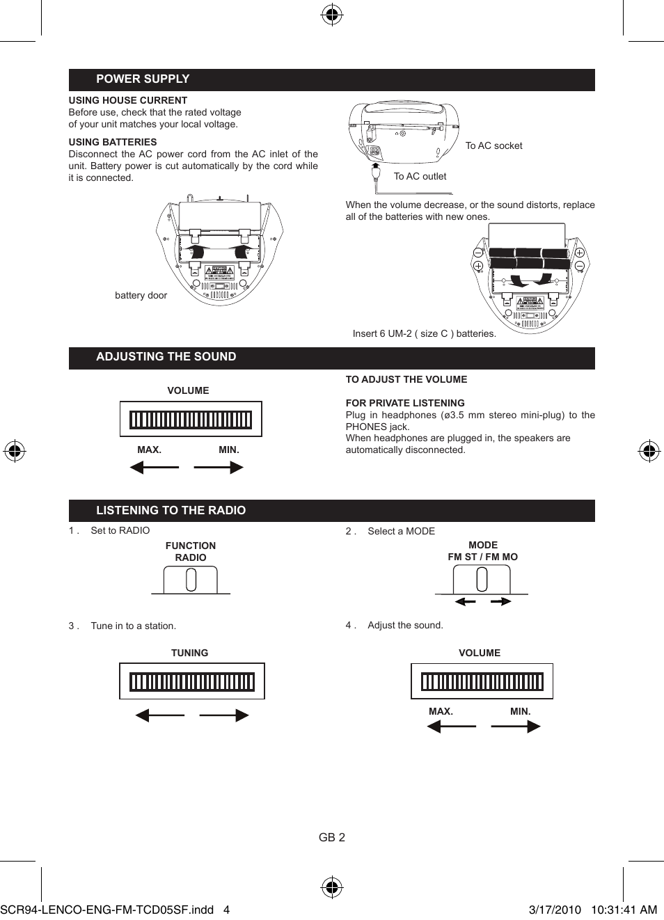 Lenco SCR-94 User Manual | Page 4 / 8