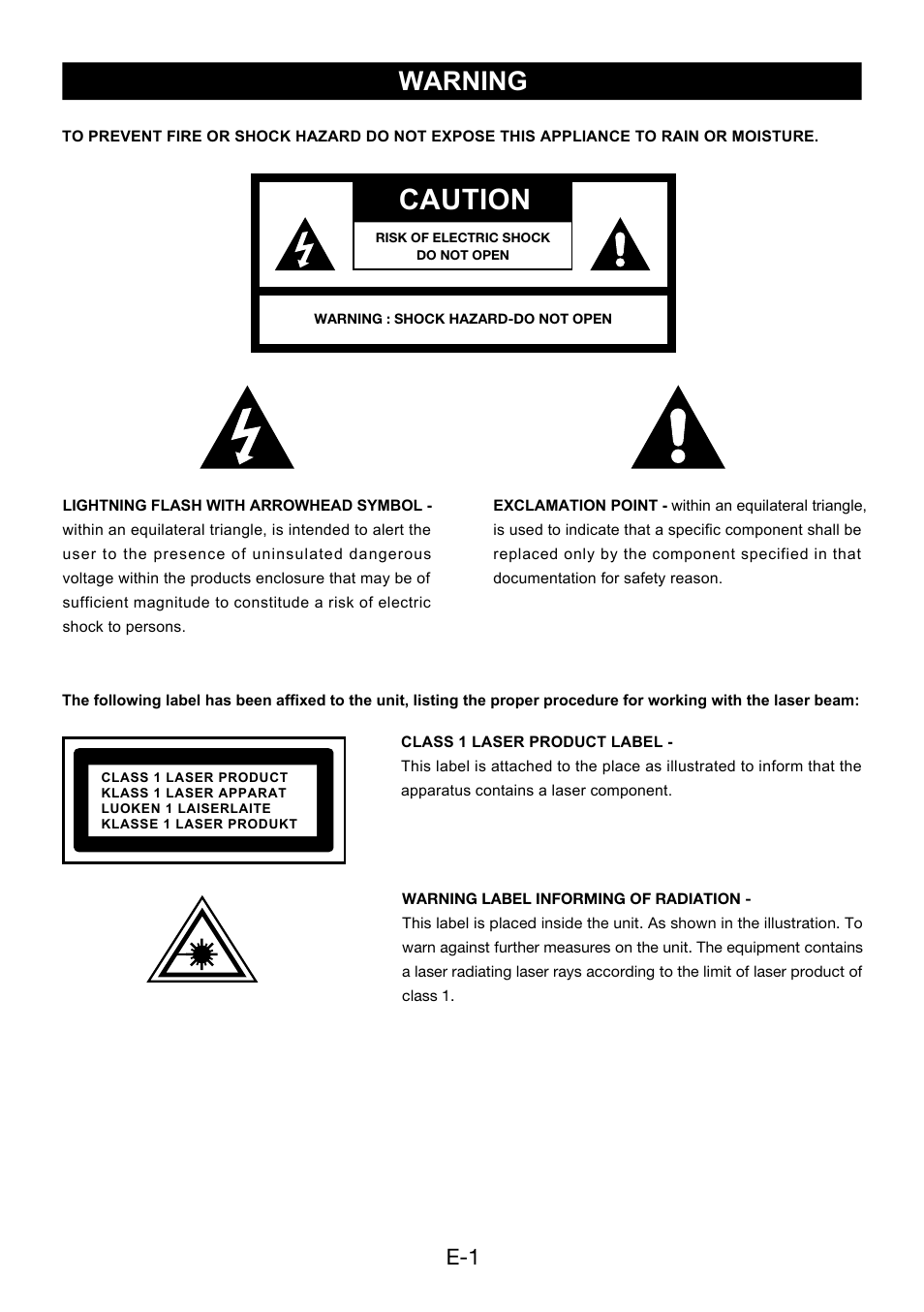 Caution, Warning | Lenco SCR-96 User Manual | Page 2 / 63