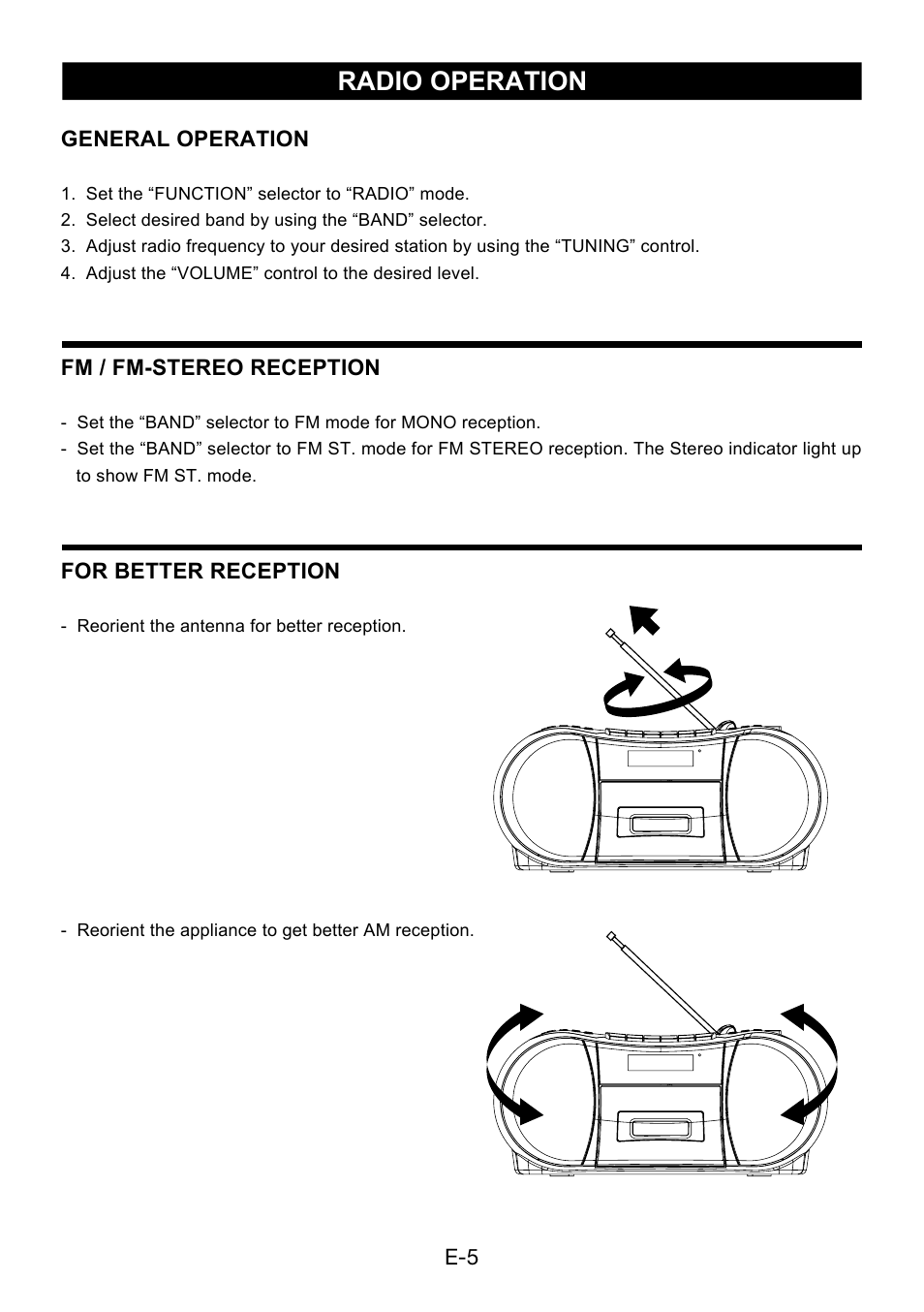 Radio operation | Lenco SCR-96 User Manual | Page 6 / 63