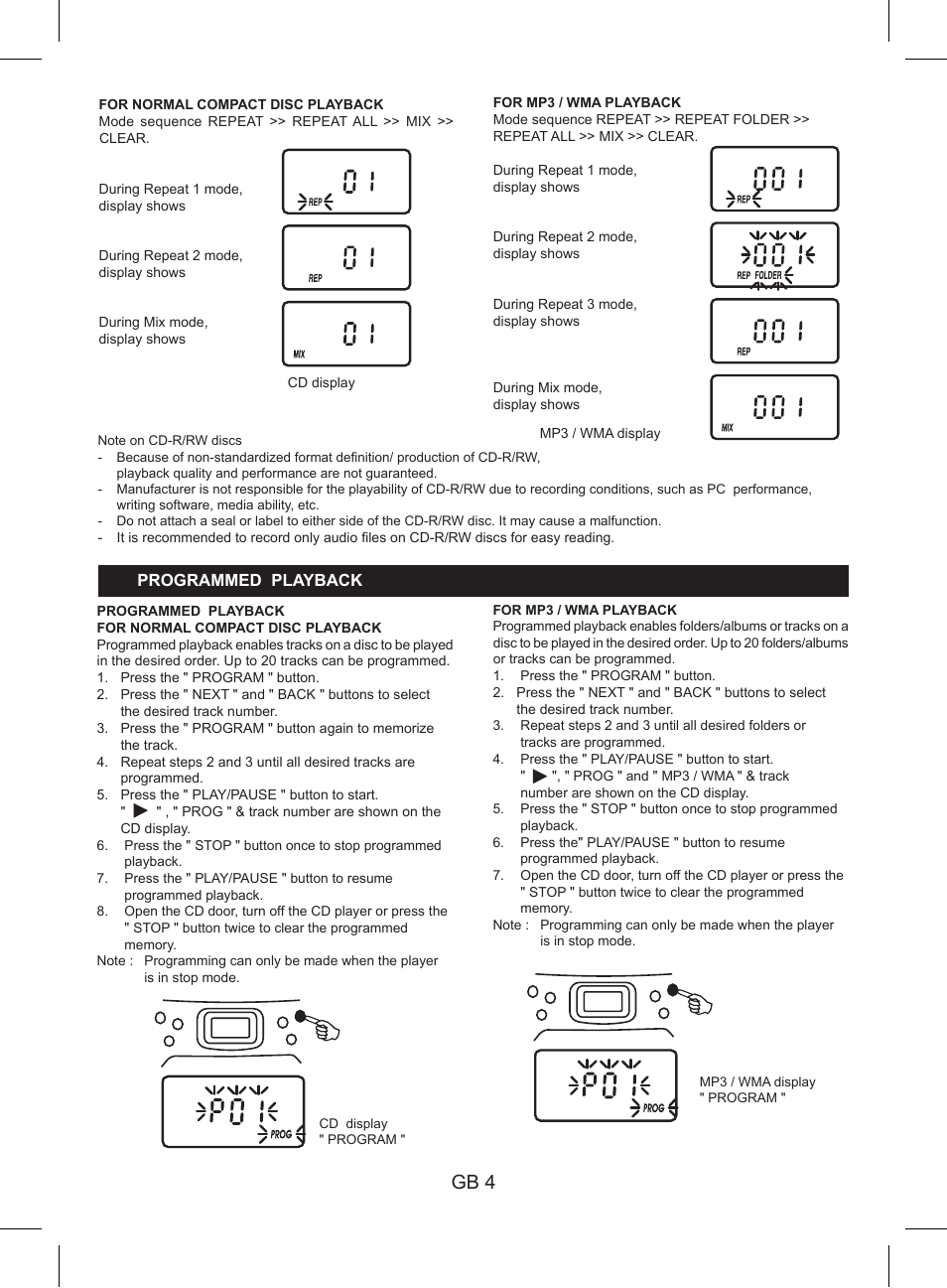Gb 4 | Lenco SCR-97 MP3 KIDS User Manual | Page 6 / 8