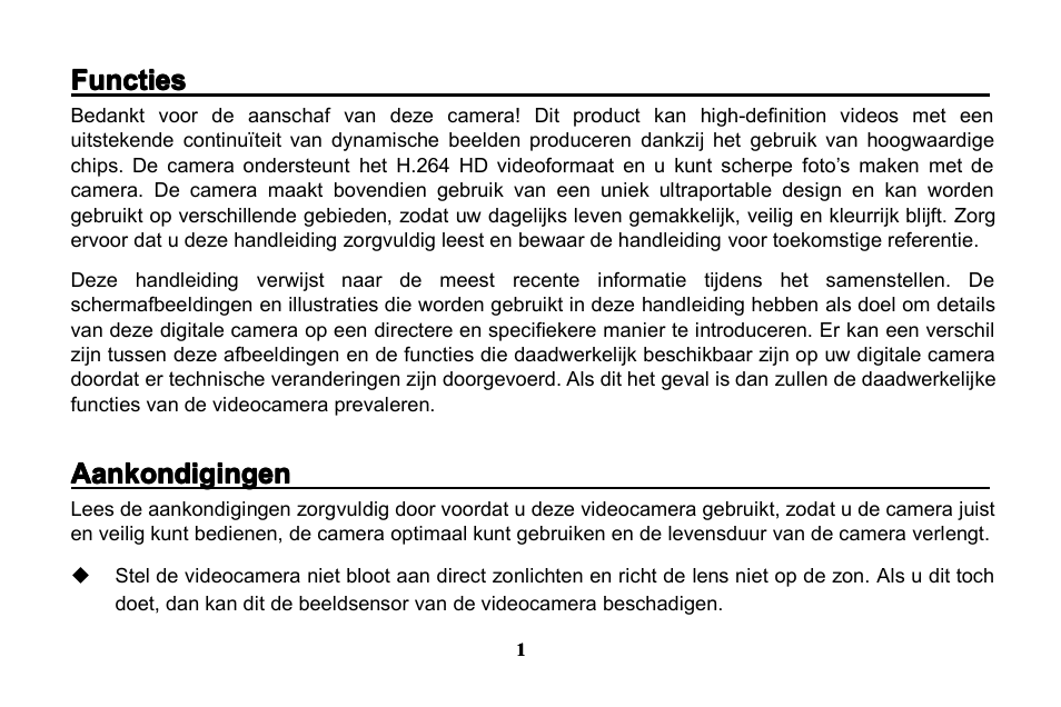 Functies, Aankondigingen | Lenco SPORTCAM-300 User Manual | Page 104 / 128