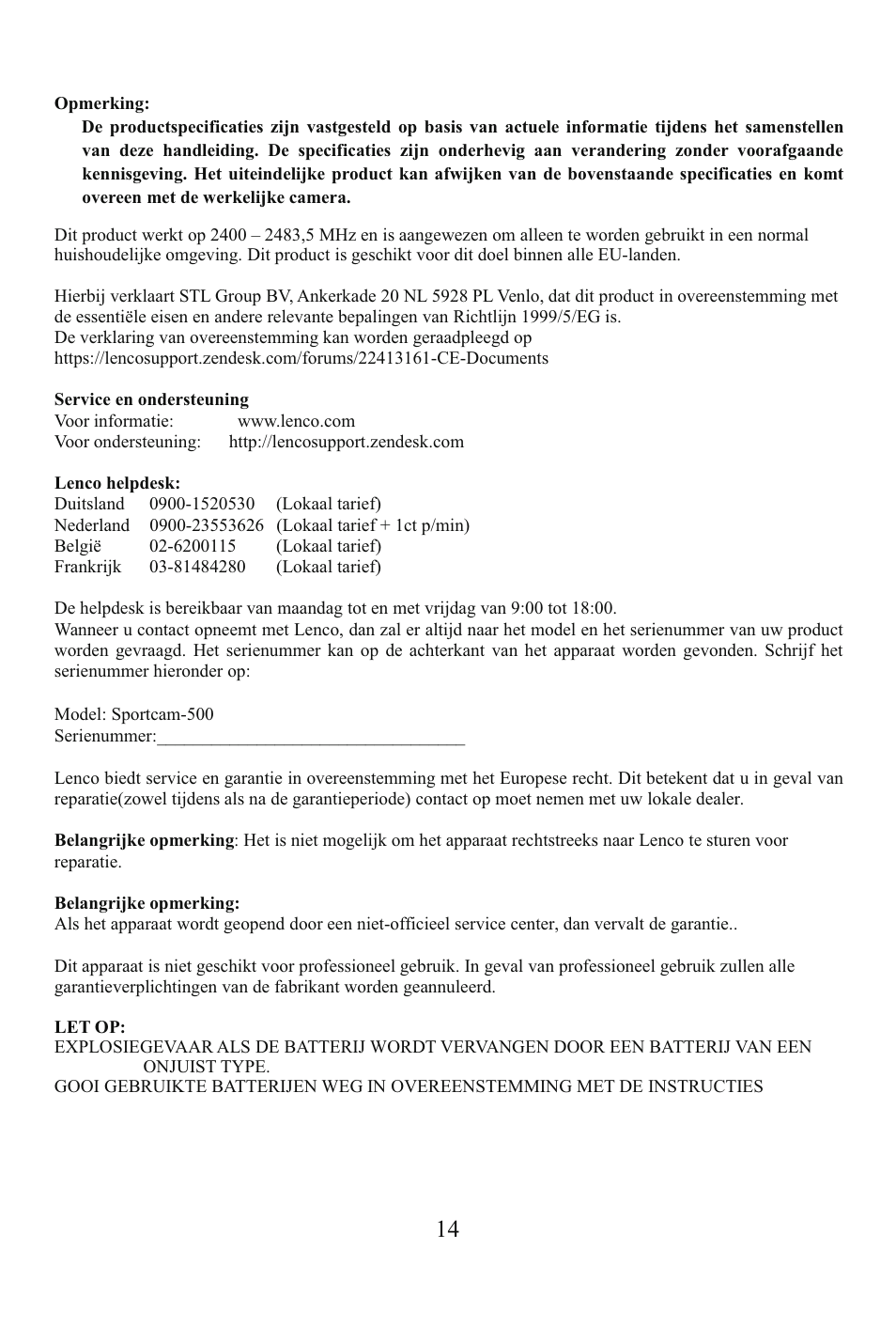 Lenco Sportcam-500 User Manual | Page 80 / 81