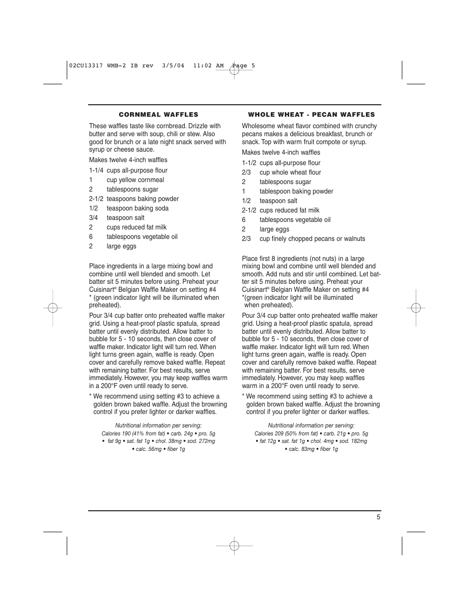 Cuisinart WMB-2A User Manual | Page 5 / 8