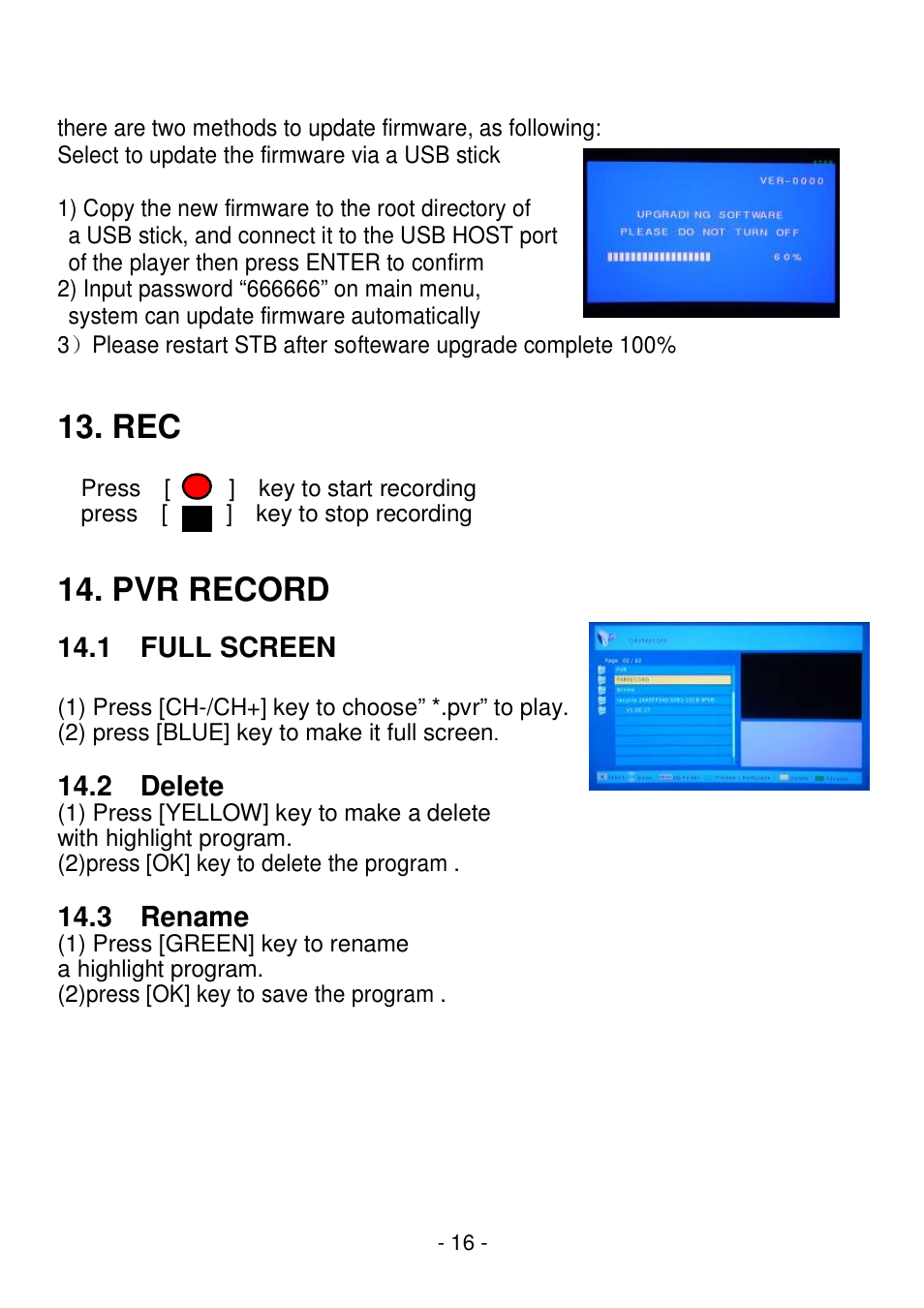 Pvr record | Lenco STB-100 User Manual | Page 17 / 19