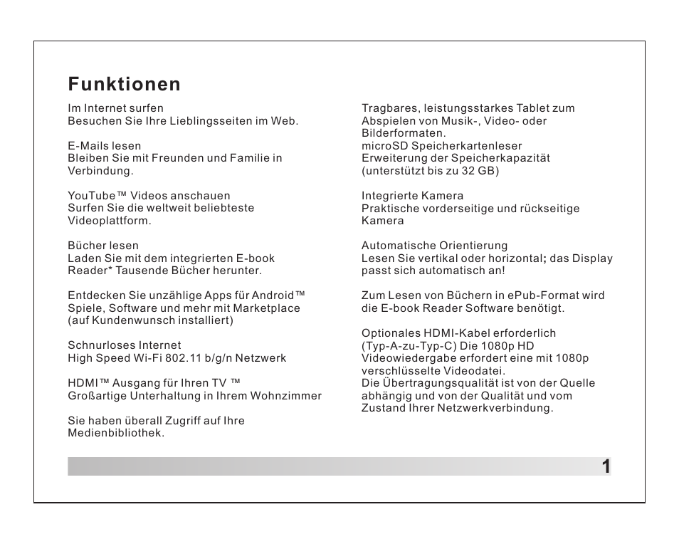 Funktionen | Lenco TAB-1012 User Manual | Page 13 / 55