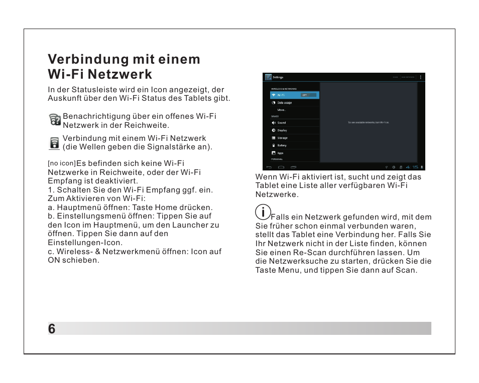 Verbindung mit einem wi-fi netzwerk | Lenco TAB-1012 User Manual | Page 18 / 55