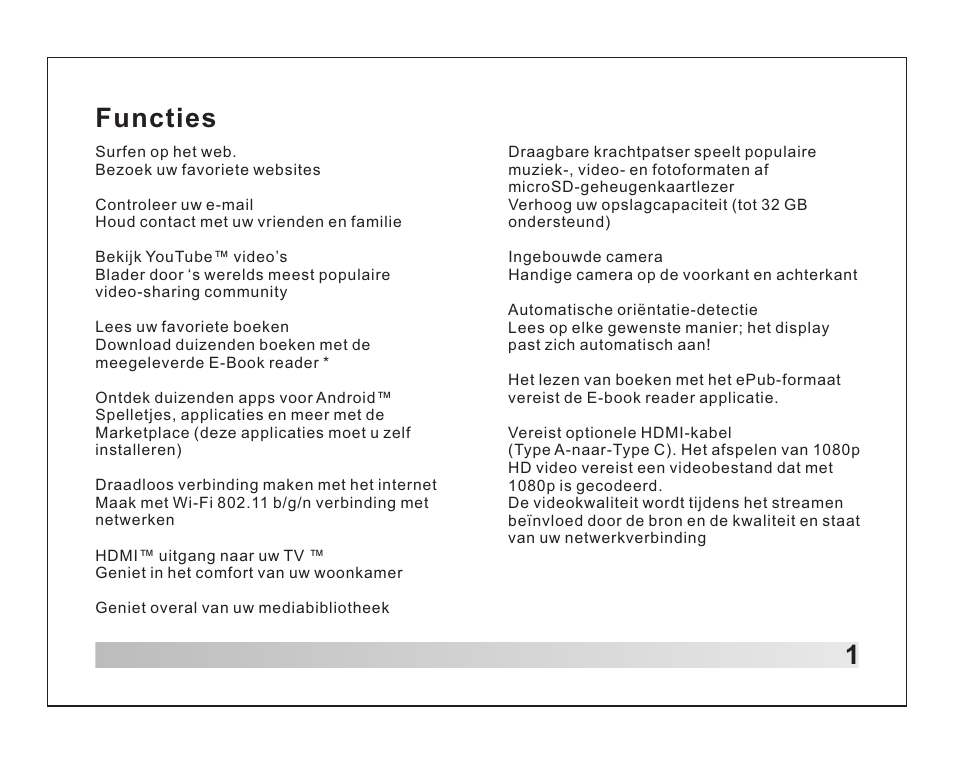 Functies | Lenco TAB-1012 User Manual | Page 24 / 55